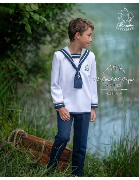 Marinero Comunión Niño Blanco y Marino Navy y Blue
