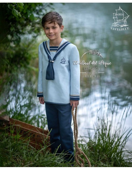 Marinero Comunión Niño Celeste y Marino Navy y Blue