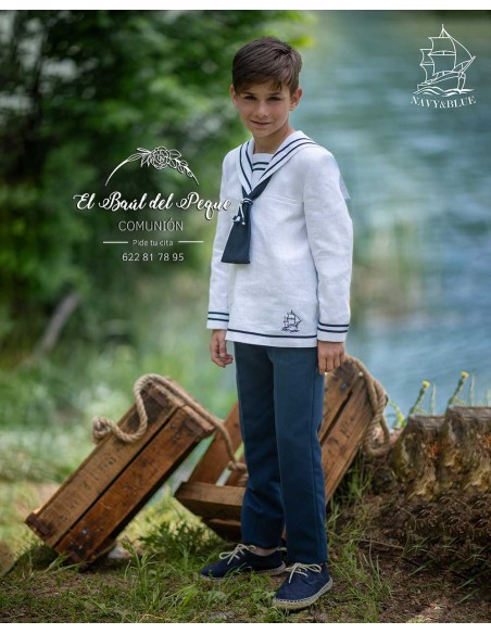 Marinero Comunión Niño Navy y Blue Blanco y Marino