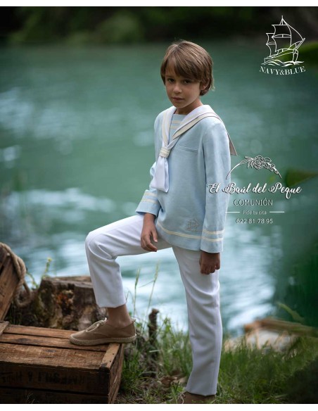 Marinero Comunión Navy y Blue Casaca Celeste y Blanco