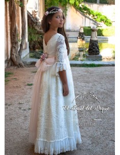 Vestido Comunión Tul Bordado Mon Air Modelo Poema Ros