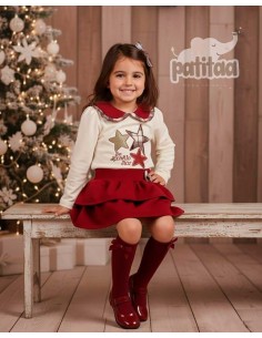 Conjunto Jersey y Falda Niña Cuadros Estrellas 2