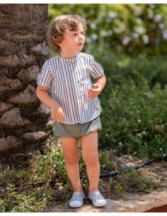 Blusa Bebé Niño Rayas Verde José Varón Moda Infantil