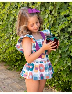 Peto Corto Manchas Niña Rosa y Verde José Varón Moda Baby